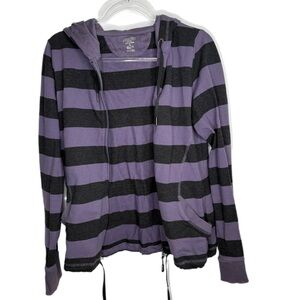 Calvin Klein Performance Quick Dry Striped Purple and Dark Grey Zip Hoodie XL